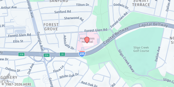 Map showing HC - Silver Spring at 1500 Forest Glen Rd, Silver Spring, MD