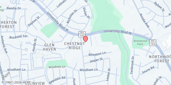 Map showing Inwood House at 10921 Inwood Avenue, Silver Spring, MD