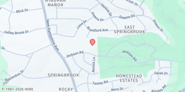 Map showing Jackson Roads Elementary at 900 Jackson Road, Silver Spring, MD