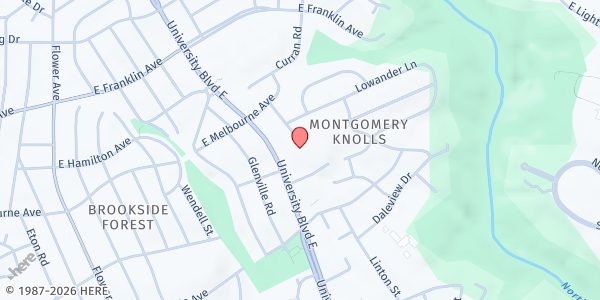 Map showing Mt. Jezreel Baptist Church at 420 University Blvd East, Silver Spring, MD