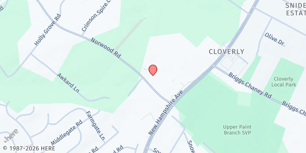 Map showing Peoples Community Baptist Church/ nourish now at 31 Norwood Road, Silver Spring, MD