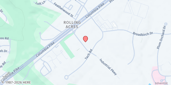 Map showing Rainbow Community Development Center at 2120 Industrial Parkway, Silver Spring, MD