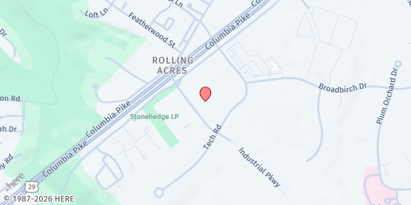 Map showing Rainbow Community Development Center at 2120 Industrial Parkway A, Silver Spring, MD