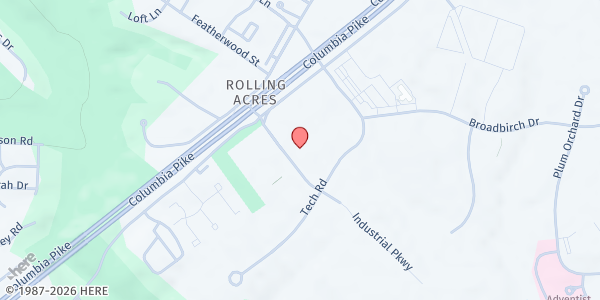 Map showing Rainbow Community Development Center - Food Pantry at 2120 Tech Road, Silver Spring, MD