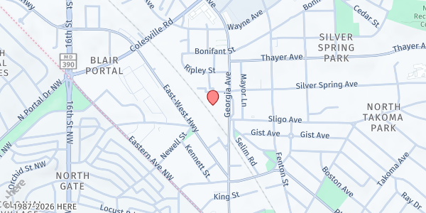 Map showing Shepherd's Table at 8106 Georgia Ave., Silver Spring, MD