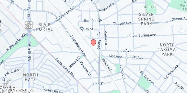 Map showing Shepherd's Table - Progress Place Building at 8106 Georgia Avenue, Silver Spring, MD