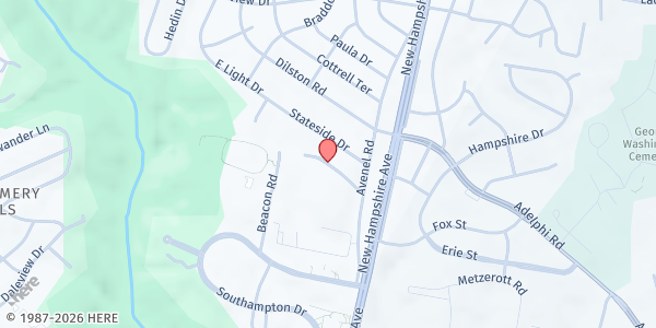 Map showing St. Camillus Catholic Church at Saint Camillus Drive, Silver Spring, MD