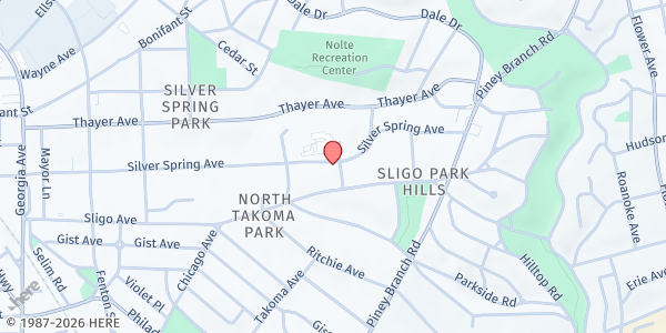 Map showing Tommy's Pantry at 630 Silver Spring Ave., Silver Spring, MD