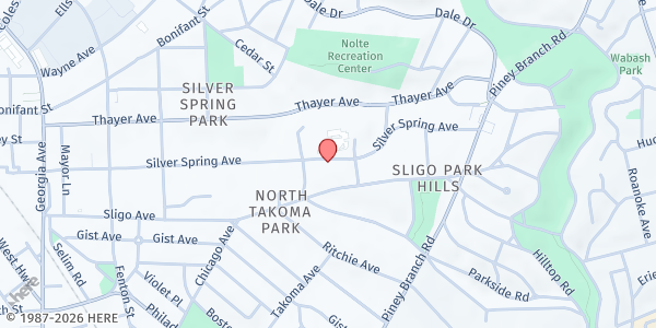 Map showing Tommy's Pantry at 630 Silver Spring Avenue, Silver Spring, MD