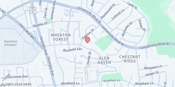 Map showing Zion Baptist Church (North Campus) at 11005 Dayton St, Silver Spring, MD