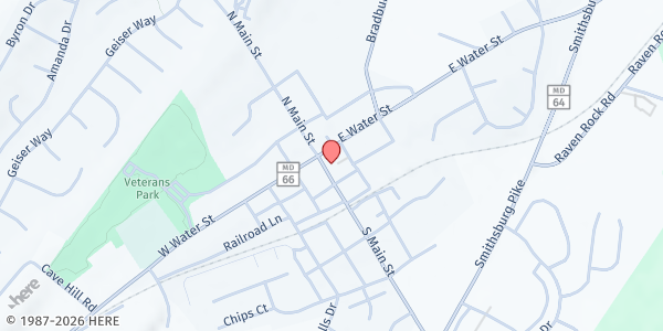 Map showing Tabitha's Table at 17 South Main St., Smithsburg, MD