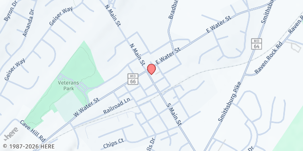 Map showing Tabitha's Table at 17 South Main Street, Smithsburg, MD