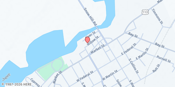 Map showing Worcester County Gold - Snow Hill at 299 Commerce Street, Snow Hill, MD