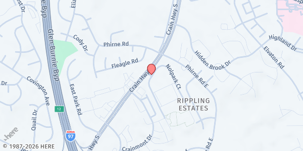 Map showing Glen View Gardens Apartments at 7987 Nolpark Court, South Gate, MD