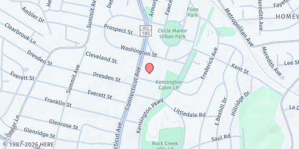 Map showing Meals on Wheels of Wheaton at 10101 Connecticut Avenue, South Kensington, MD