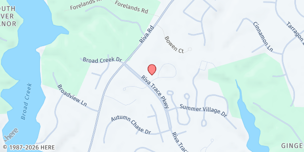 Map showing Riva Trace Baptist at 2990 Riva Trace Pkwy., South River Manor, MD