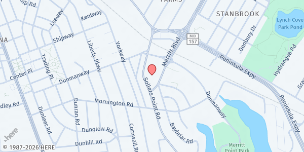 Map showing Christian Fellowship at 2929 Sollers Pt. Rd., Stanbrook, MD