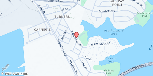 Map showing Friendship Baptist Church at 307 N. Avondale Rd., Stanbrook, MD