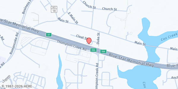 Map showing Living Water Food Bank - Stevensville at 210 Island Plaza Ct., Stevensville, MD