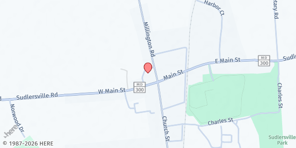 Map showing Calvary-Asbury United Methodist Church at 103 North Church Street, Sudlersville, MD