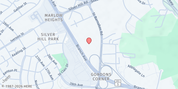 Map showing Victory Christian Ministries at 3911 St Barnabas Road, Suitland, MD