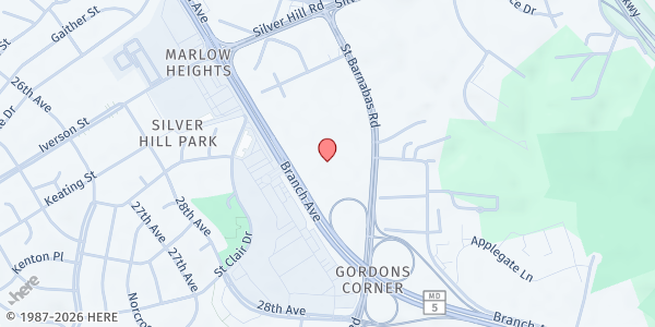 Map showing Victory Christian Ministries International at 3911 St Barnabas Road, Suitland, MD