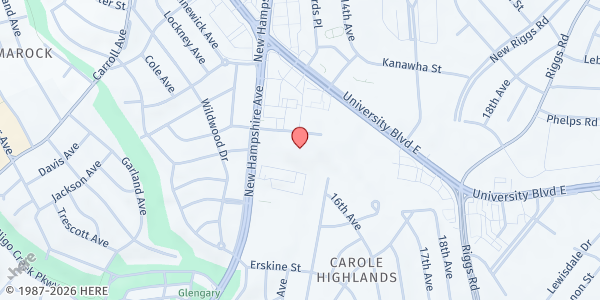 Map showing Educare Support Services - Takoma Park at 7517 New Hampshire Avenue, Takoma Park, MD