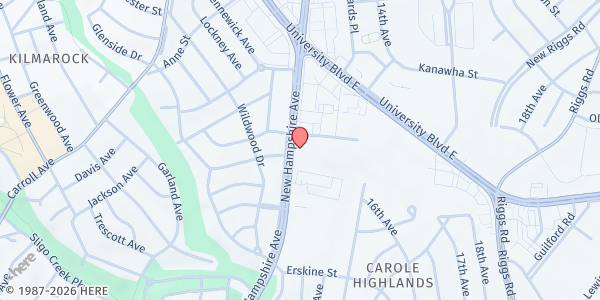Map showing Grace United Methodist Church. Takoma Park Food Pantry at 7517 New Hampshire Avenue, Takoma Park, MD