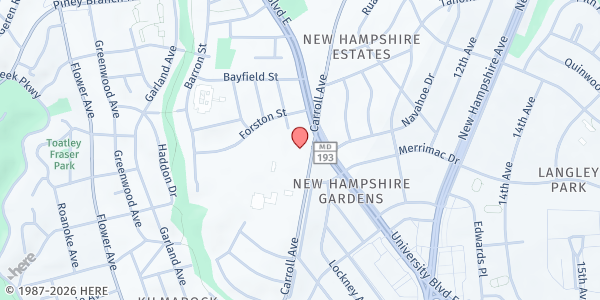 Map showing TP SDA Church at TP SDA Church, Takoma Park, MD