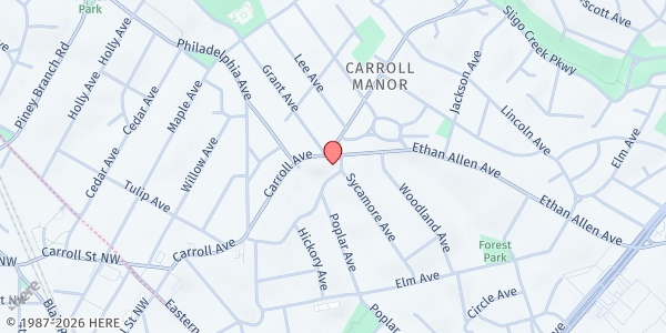 Map showing TPSS Coop at 201 Ethan Allen Avenue, Takoma Park, MD