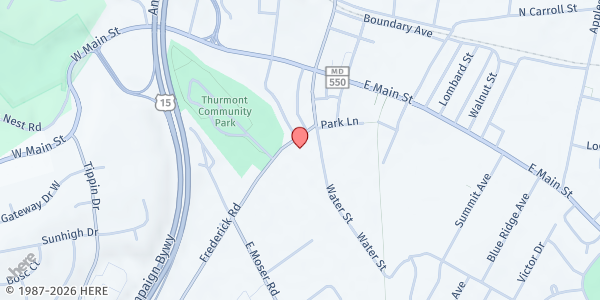 Map showing Thurmont food bank at Maryland Food Bank Distribution Location, Thurmont, MD