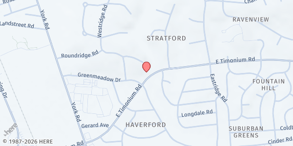 Map showing Agape Christian Church Food Pantry at 100 East Timonium Road, Timonium, MD