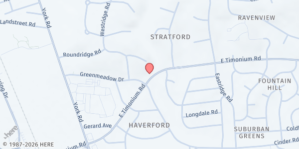 Map showing Agape Food Pantry at 100 East Timonium Road, Timonium, MD