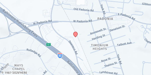 Map showing Baltimore Hunger Project - Timonium at 9596 Deereco Road, Timonium, MD