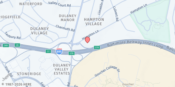 Map showing Towson United Methodist Church- Food Pantry at 501 Hampton Lane, Towson, MD