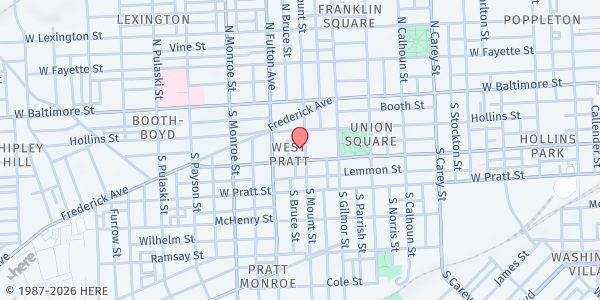 Map showing Viva House-Baltimore Catholic Worker at 26 South Mount Street, Union Square, MD