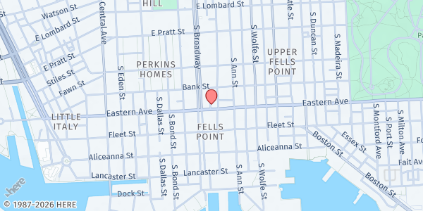Map showing LMS Compassion Place at Fells Point Compassion Center at 1706 Eastern Avenue, Upper Fells Point, MD