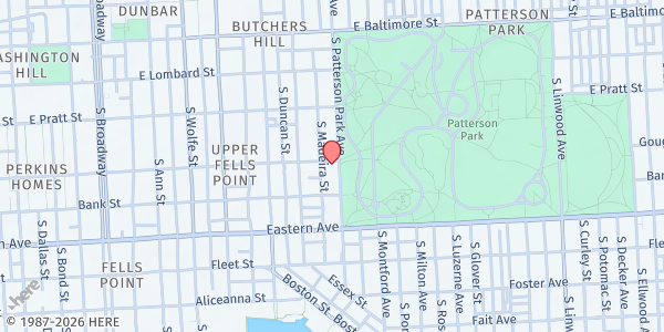 Map showing New Tabernacle at 300 South Patterson Park Avenue, Upper Fells Point, MD