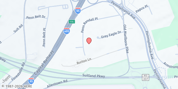 Map showing Great Commission Change of Life Ministries at 7937 Penn Randall Place Unit A, Upper Marlboro, MD