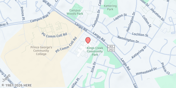 Map showing Largo Community Church - International High School at Largo at 505 Largo Rd SW Side, Upper Marlboro, MD