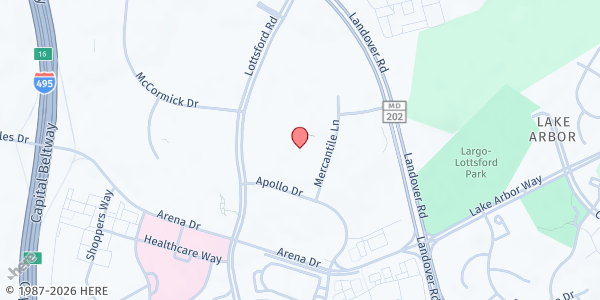 Map showing Metropolitan Baptist Church at 1200 Mercantile Lane, Upper Marlboro, MD