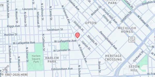 Map showing Macedonia Baptist Church at 718 West Lafayette Avenue, Upton, MD