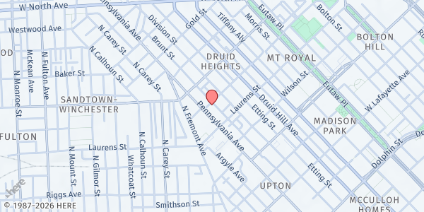 Map showing New Life Fellowship Church of Christ at 559 Robert Street, Upton, MD