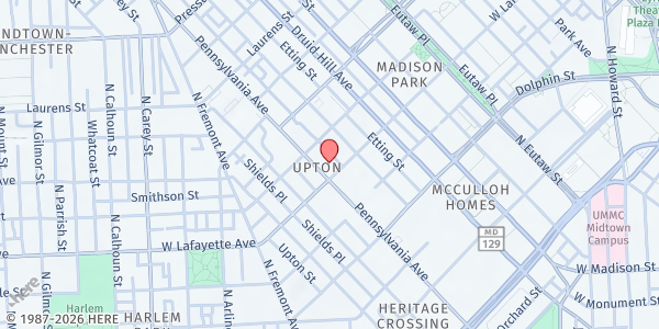 Map showing Providence Baptist Church at 1401 Pennsylvania Avenue, Upton, MD