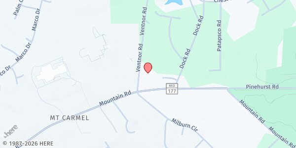 Map showing Our Lady of Cheasapeake at 8325 Venitor Road, Ventnor Forest, MD