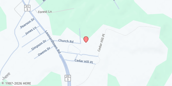 Map showing Forest Park Baptist at 12995 Church Road, Waldorf, MD
