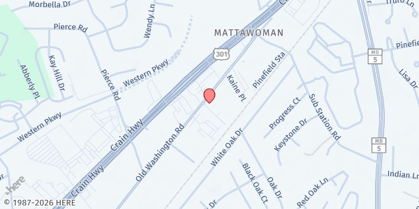 Map showing Greater Morning Star of Waldorf at 2224 Old Washington Road, Waldorf, MD