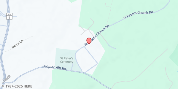 Map showing St. Peter's Church at 3220 Saint Peters Drive, Waldorf, MD