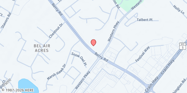 Map showing Zion Wesley United Methodist Church at 11500 Berry Rd., Waldorf, MD