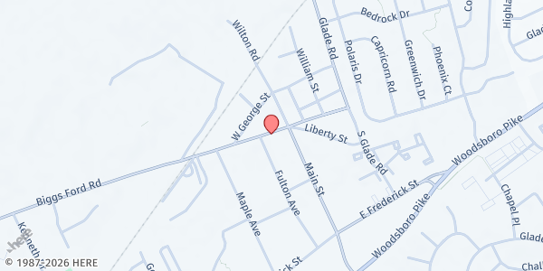 Map showing Glade Valley Church of the Brethren Food Pantry at 2 Chapel Pl., Walkersville, MD